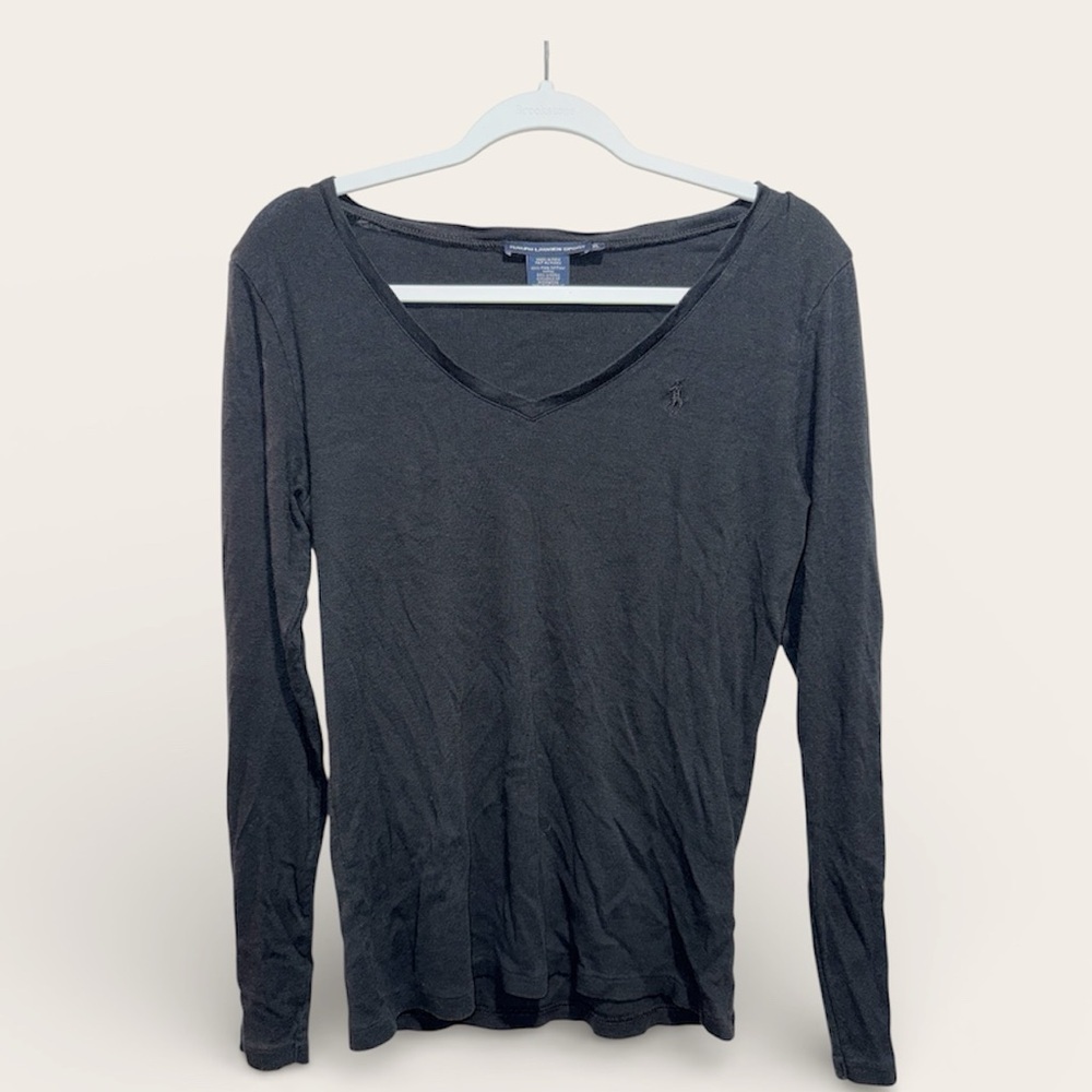 Ralph Lauren Y2K Womens black v neck Long Sleeve Top Size XL - Picture 7 of 8